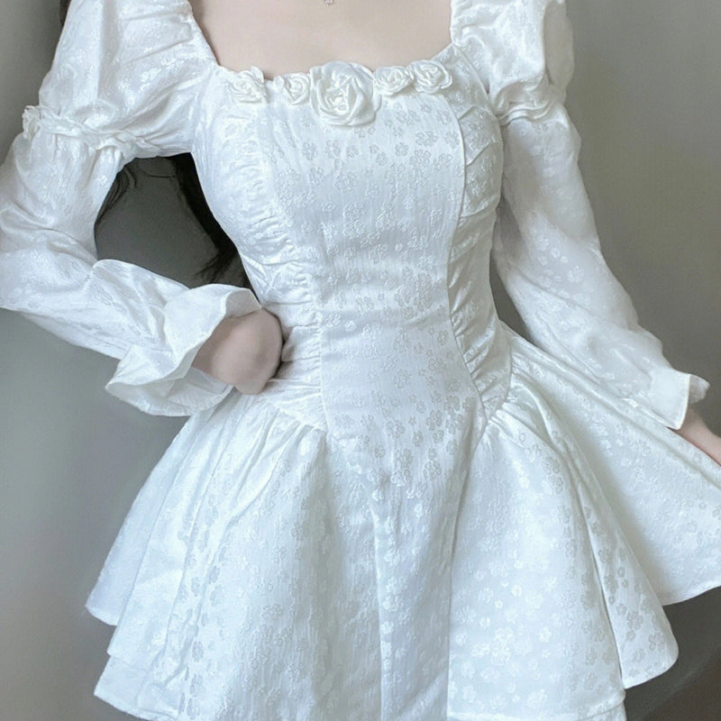 Ball Gown Square Neckline White Lace Holiday Dress Birthday Dresses Birthday Outfits - View 2 | FashionDia