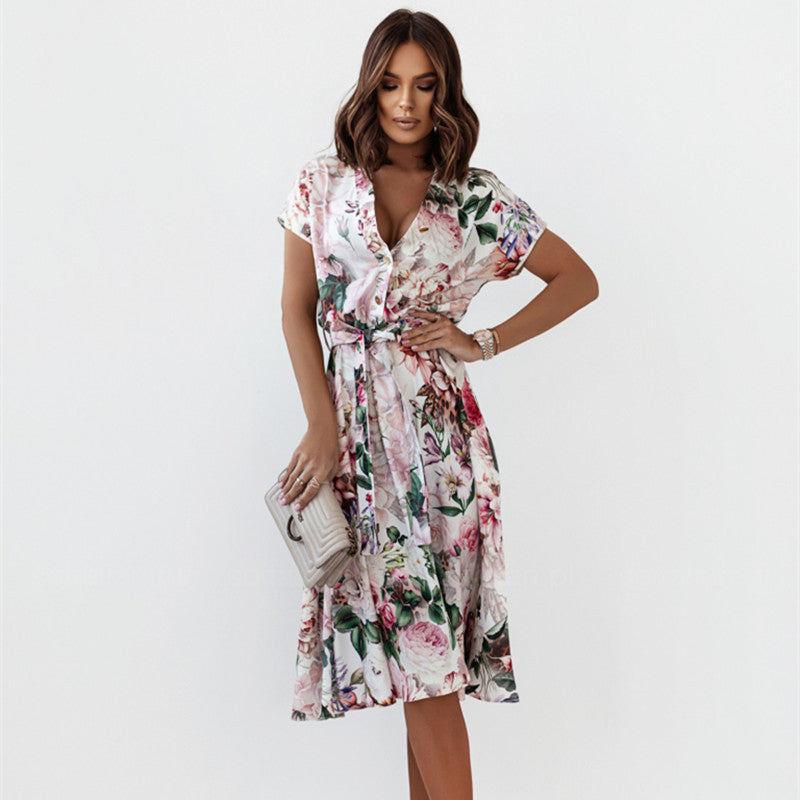 Wanda Exclusive Women's Floral Midi Wrap Dress Premium Wardrobe Essential
