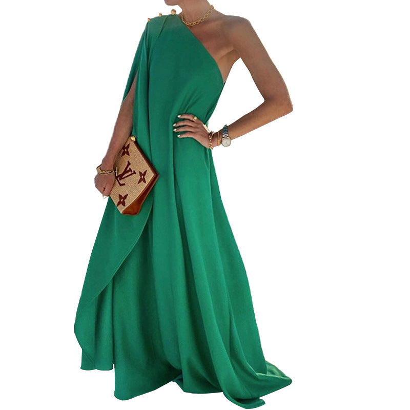 Strike A Pose One Shoulder Statement Maxi Dress Emerald