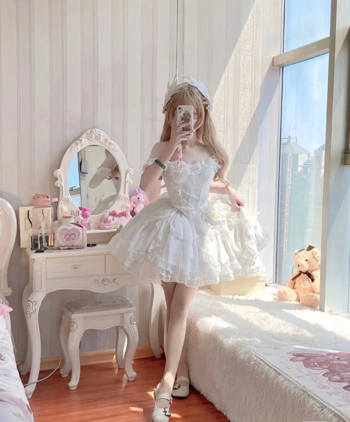 French Ball Gown Straps Short Tulle White Lolita Dresses Party Dress Birthday Outfits - View 2 | FashionDia