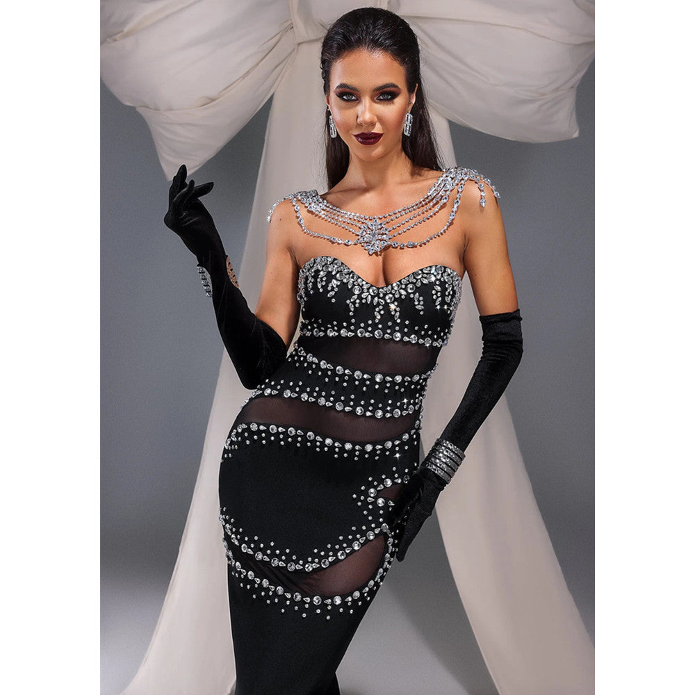 Sexy Glitter Bodycon Bandage Dress Party Prom Dress - Fashionpara