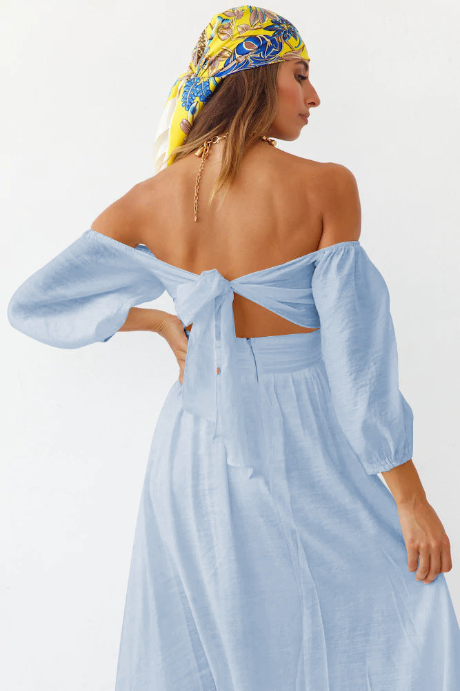 Samantha Puff Sleeve Midi Dress French Blue