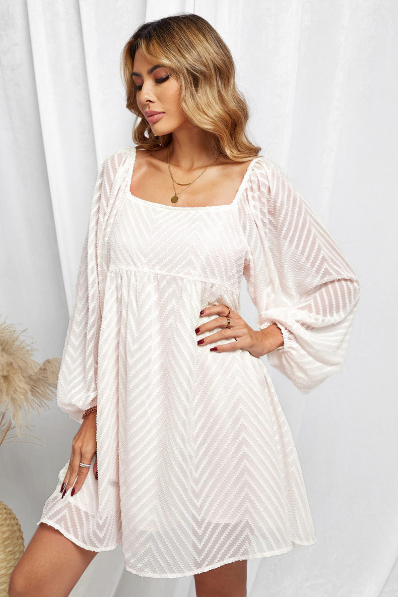 Silverado Gingham Babydoll Dress Off White