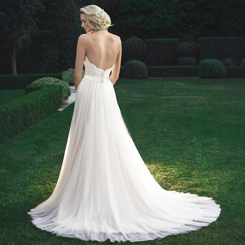 Strapless A-Line Tulle Wedding Dress - Fashionpara