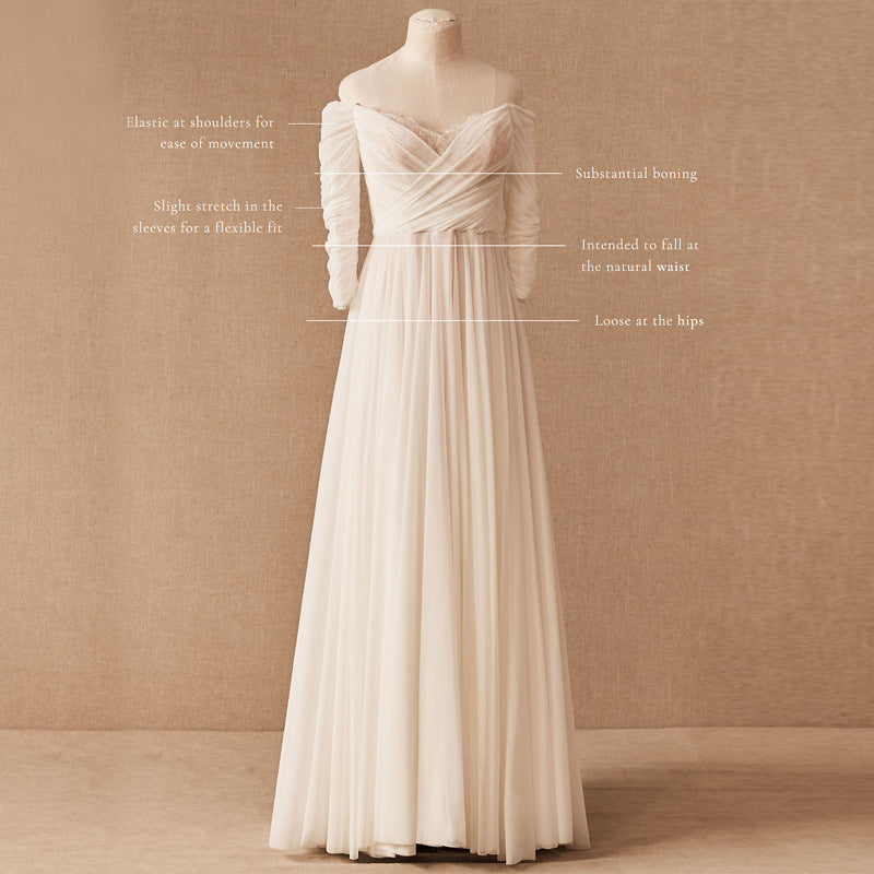Vintage Off-Shoulder Outdoor Wedding Dress - Fashionpara