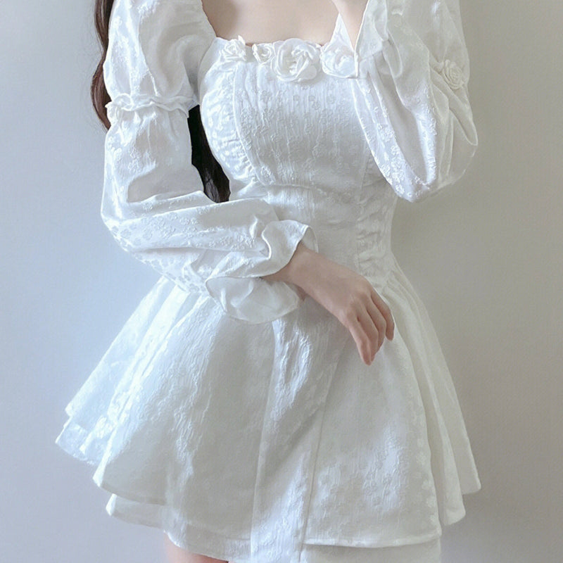 Ball Gown Square Neckline White Lace Holiday Dress Birthday Dresses Birthday Outfits - View 3 | FashionDia