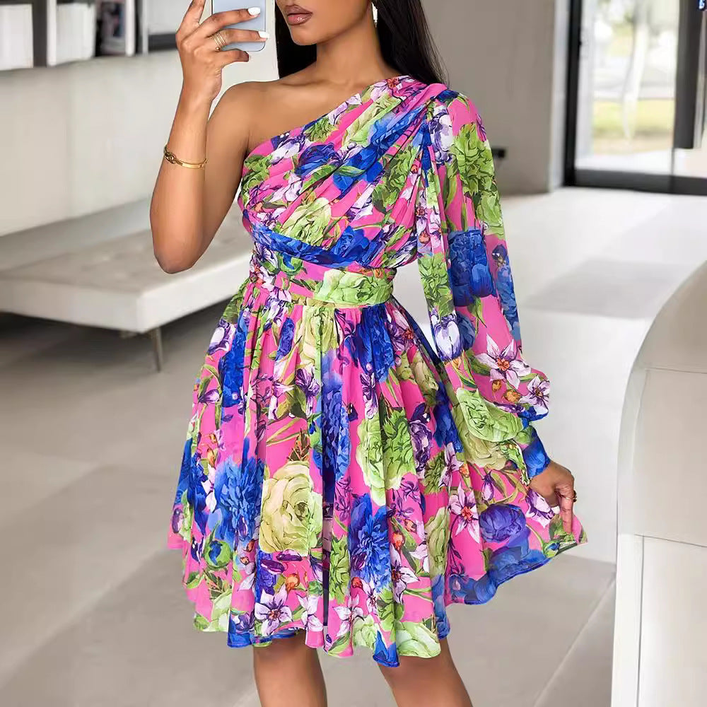 Teresa Timeless Women's Asymmetric Floral Mini Dress Boutique Collection