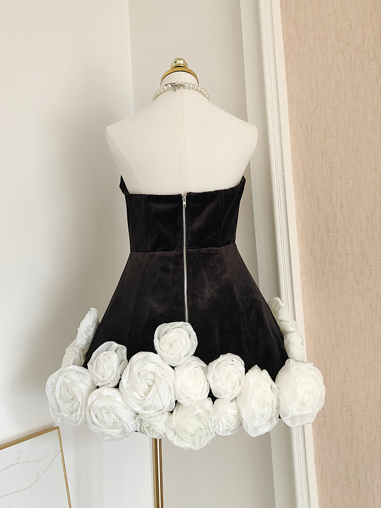 Sexy Sheath Strapless Velvet Black Holiday Dress Travel Vacation Dresses Short Birthday Dress - View 2 | FashionDia