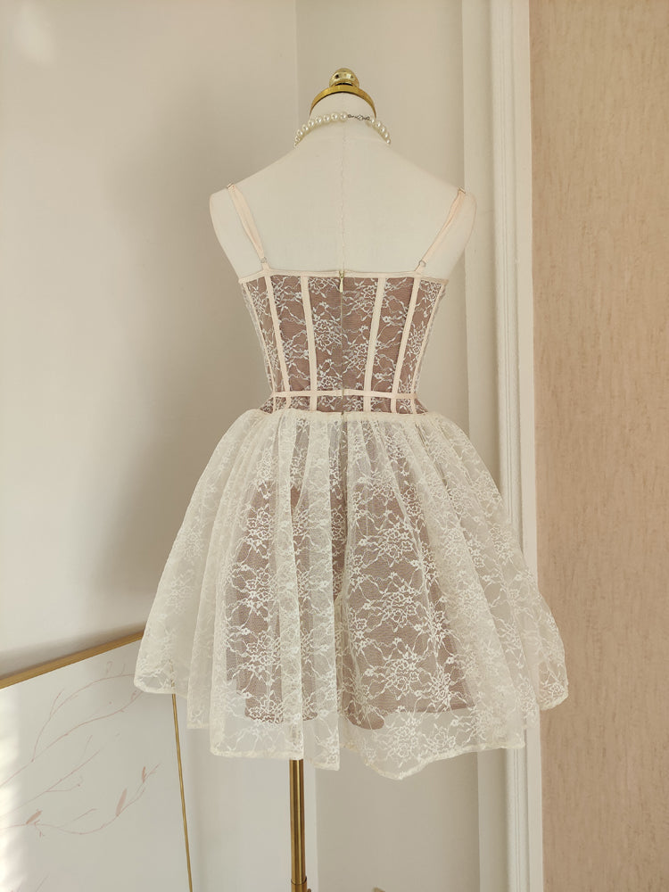 Sexy A-Line Spaghetti Straps Lace Holiday Dress Travel Vacation Dresses Short Birthday Dress - View 2 | FashionDia