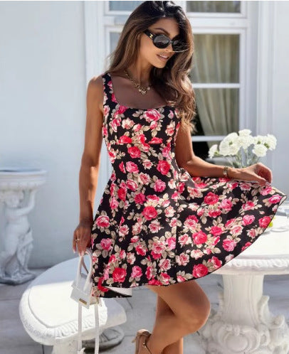 Sol Premium Women's Floral Backless Mini Dress Everyday Luxe Edit