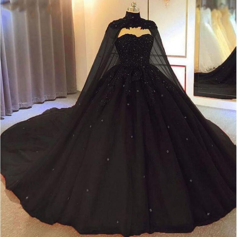 Ball Gown Black Tulle Long Sweet 16 Dresses B060