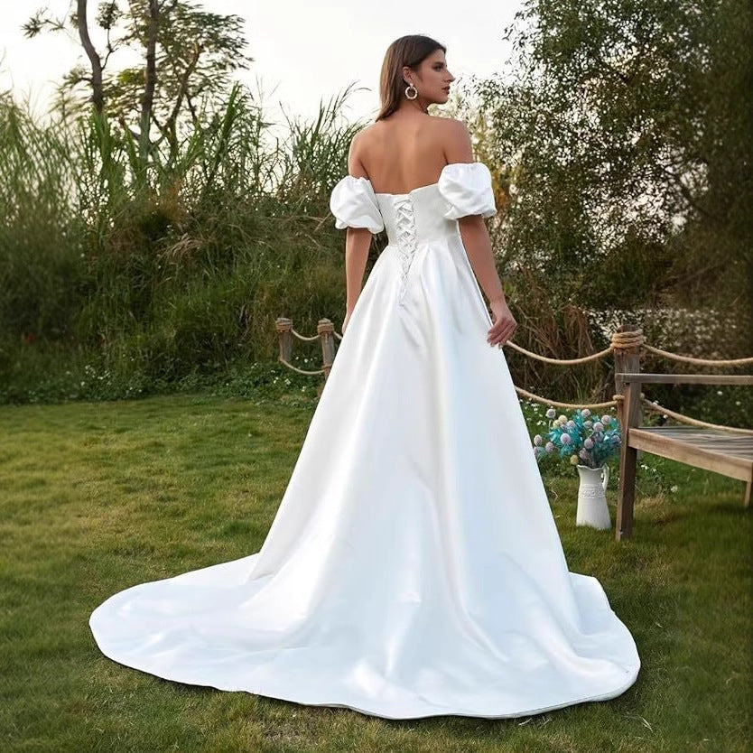 Off-Shoulder Long Wedding Dress - Fashionpara