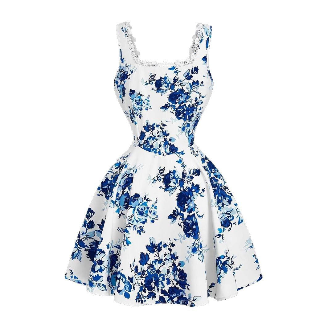 Nicolasa Premium Women's Floral Print Dress with Fitted Design and Swing Skirt Everyday Luxe Edit
