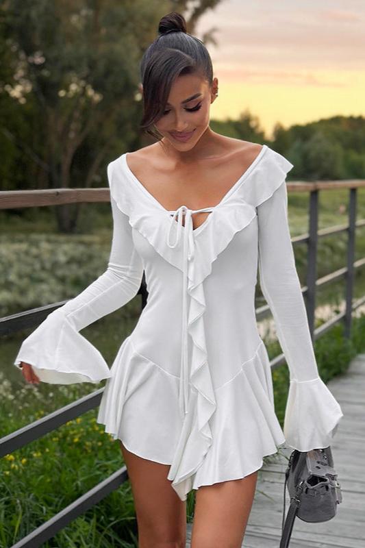 Sienna Charm Ruffled Bell Sleeve Mini Dress