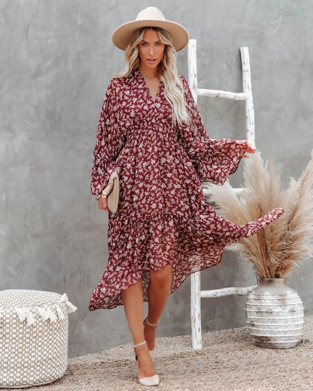 Brookings Floral Shimmer Midi Dress FINAL