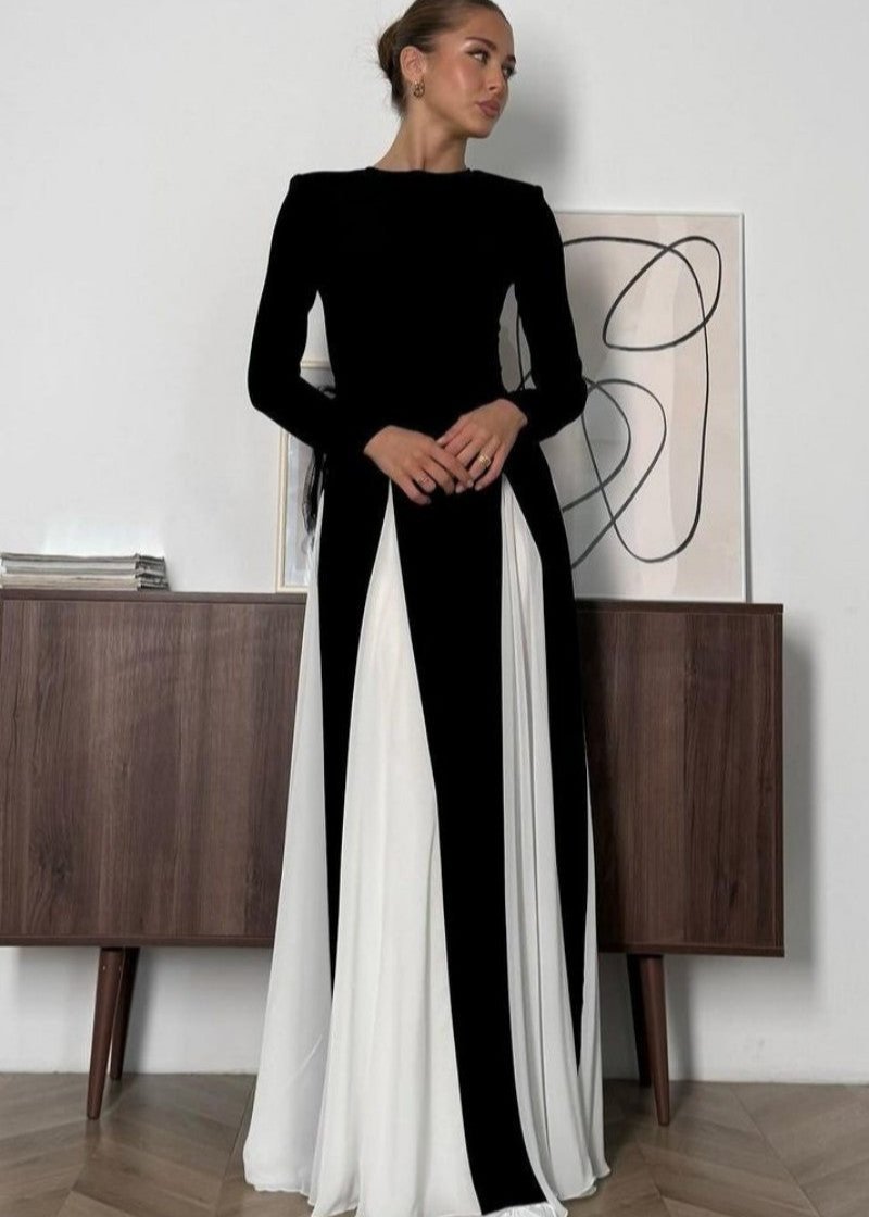Amara Two Tone Long Sleeve Maxi Dress