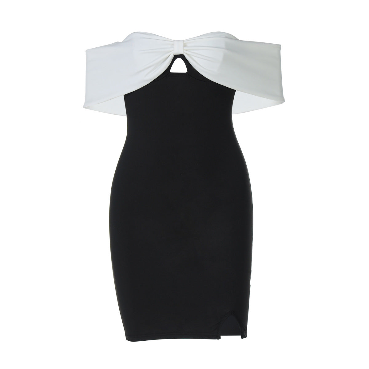 off Neck Contrast Color Tube Top Elegant Dress Slim Fit