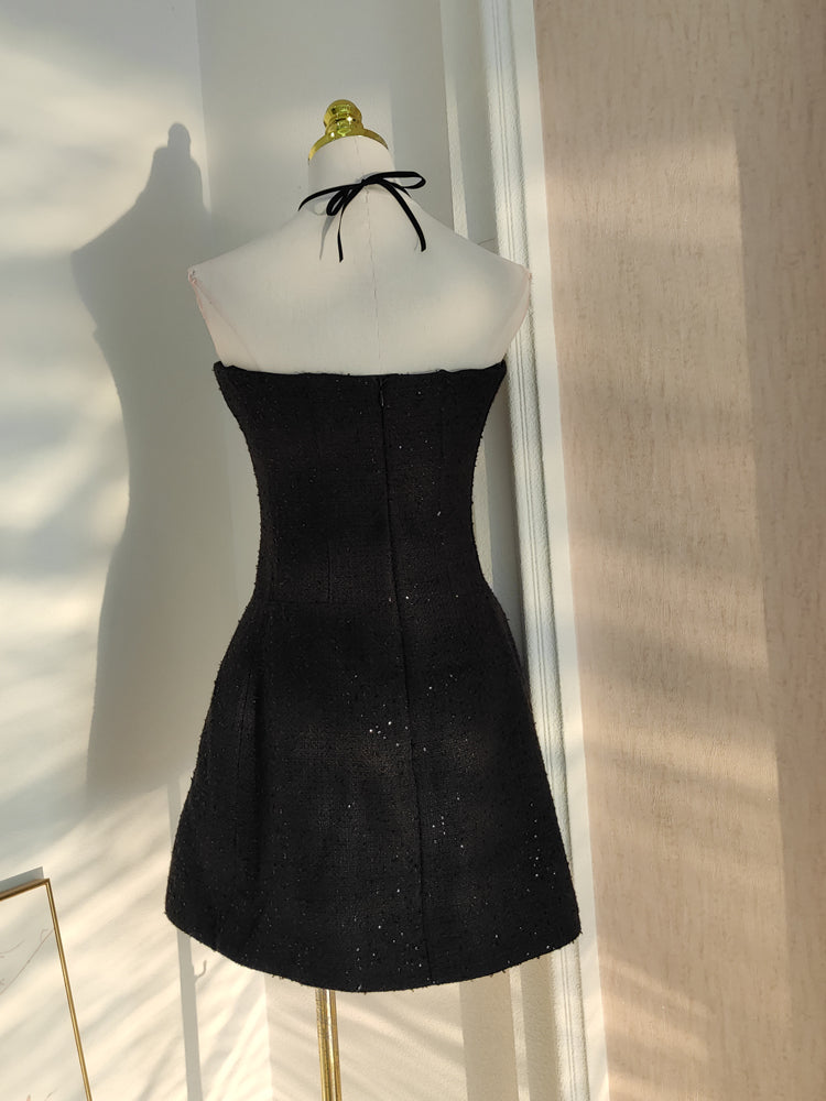 Sexy A-Line Halter Black Holiday Dress Travel Vacation Dresses Short Birthday Dress - View 2 | FashionDia
