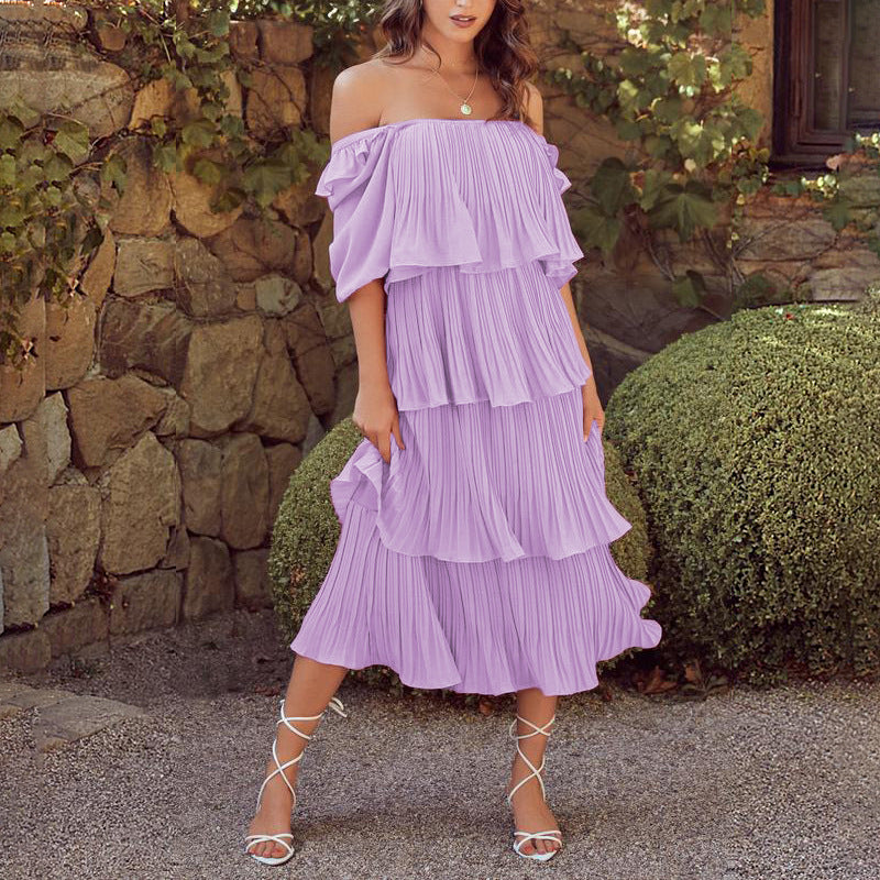 Inez Tiered Plisse Midi Dress FINAL