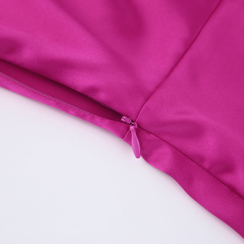 Didi Satin Drape Mini Dress Bright Fuchsia