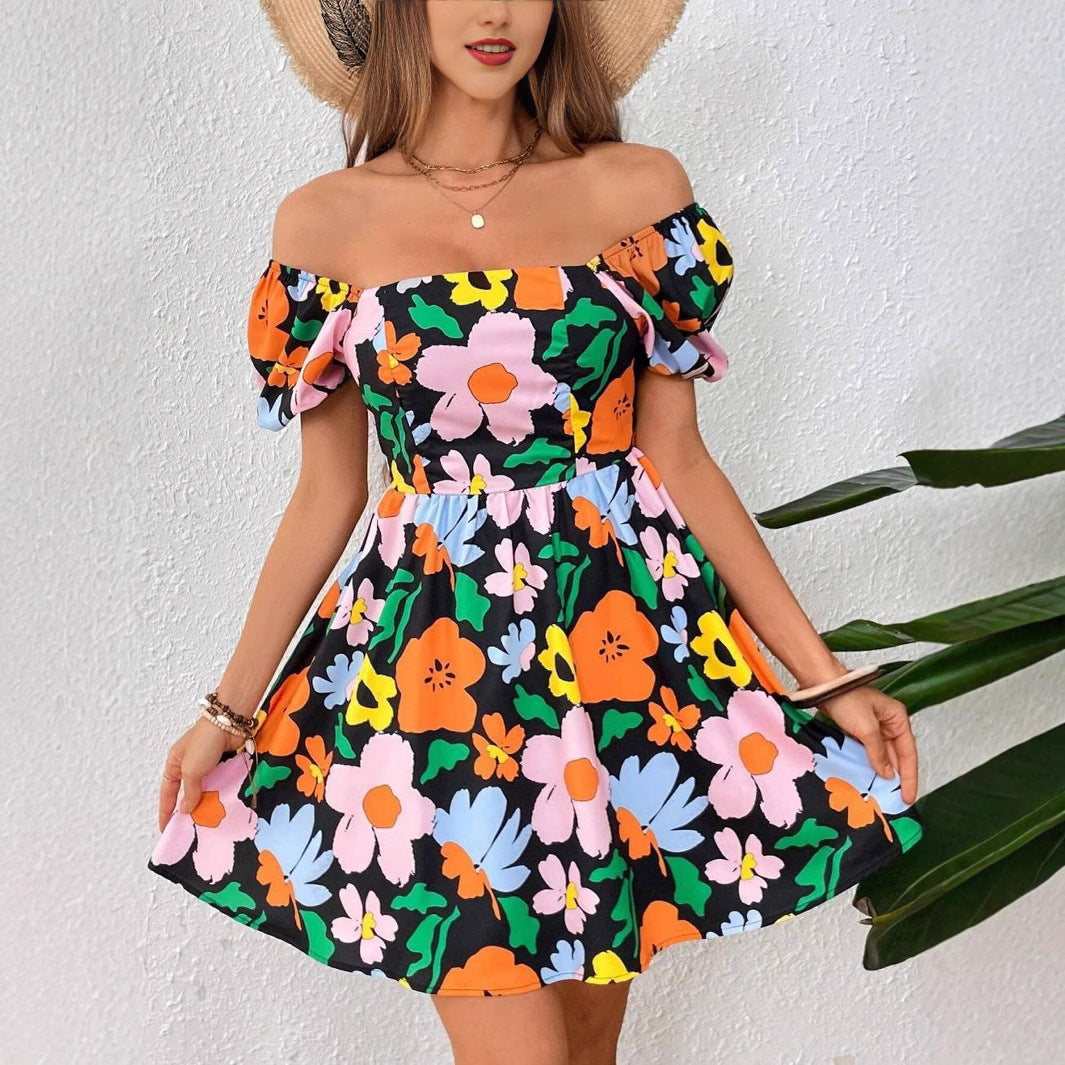 Otilia Timeless Women's Floral Dress with Puff Sleeves Elevated Occasion Wear