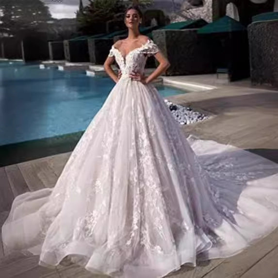 Off-Shoulder Royal Elegance Wedding Dress - Fashionpara