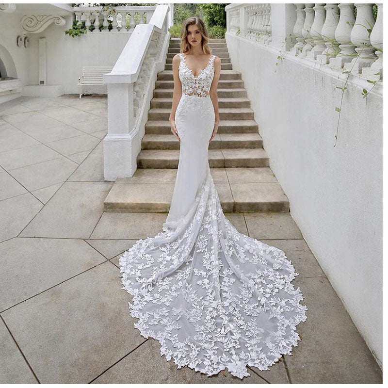 Slim Tail Wedding Dress - Fashionpara