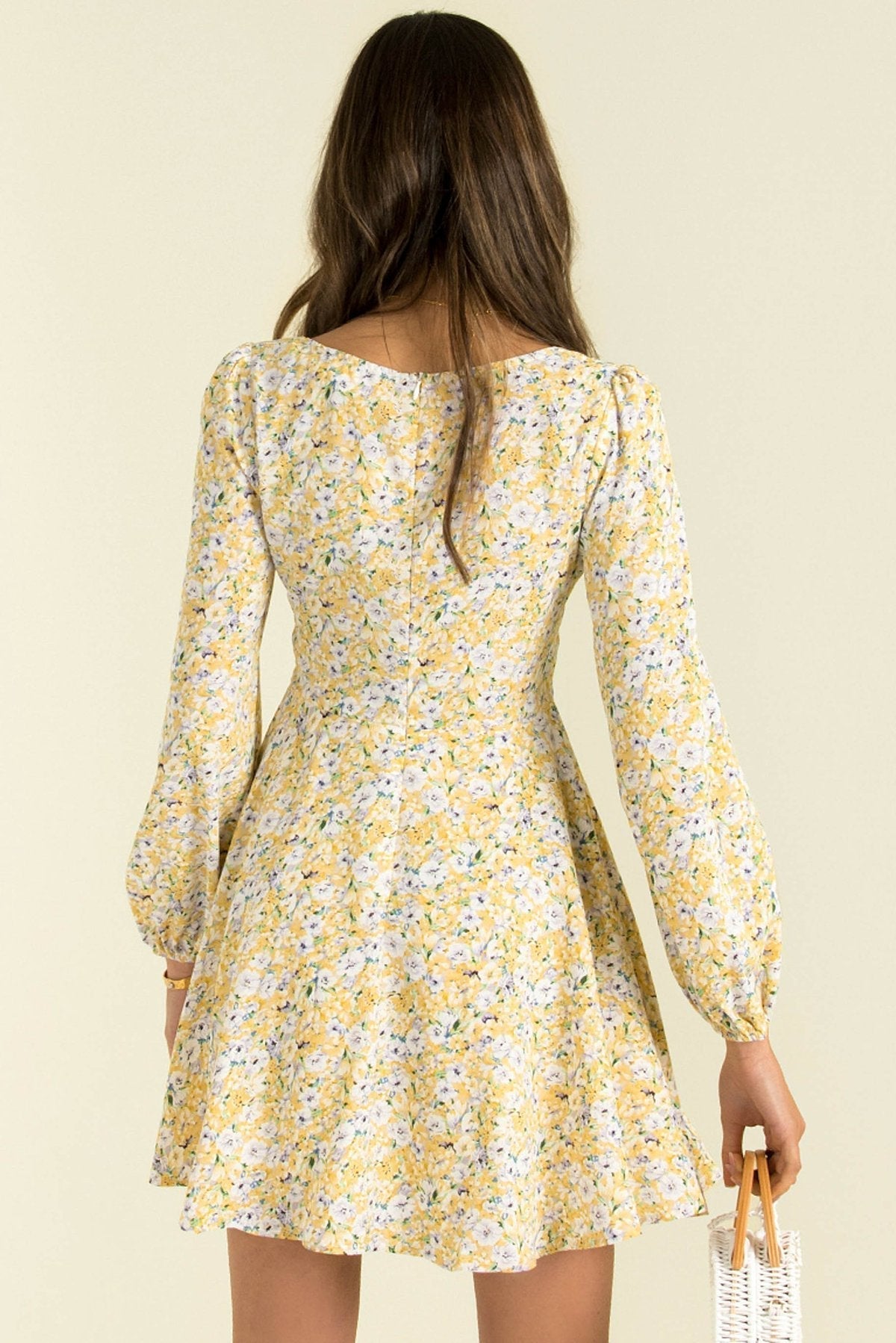 Inner Sunset Floral Smocked Cutout Dress Sage