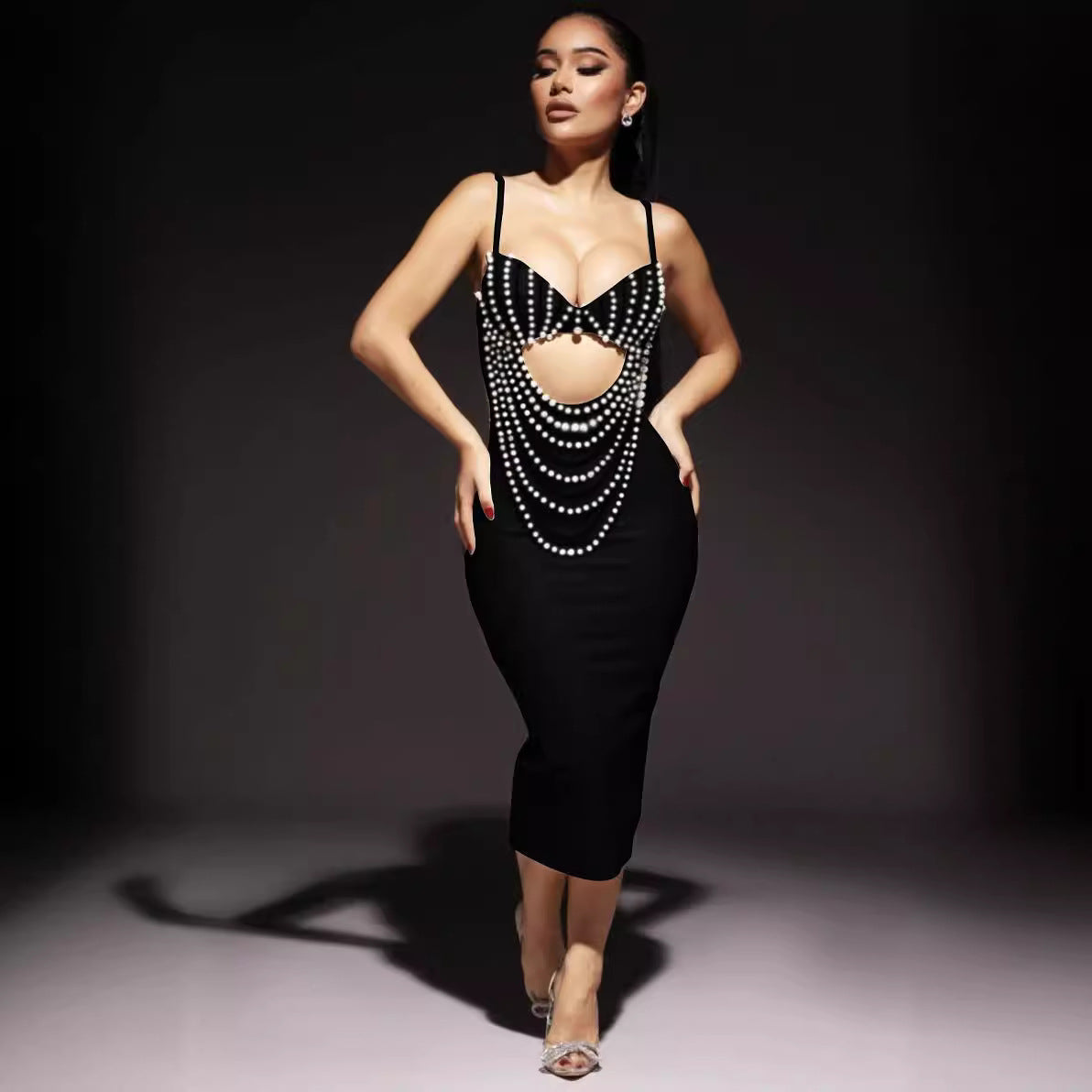 Stylish Black & White Lace Party Dress Prom Dress - Fashionpara