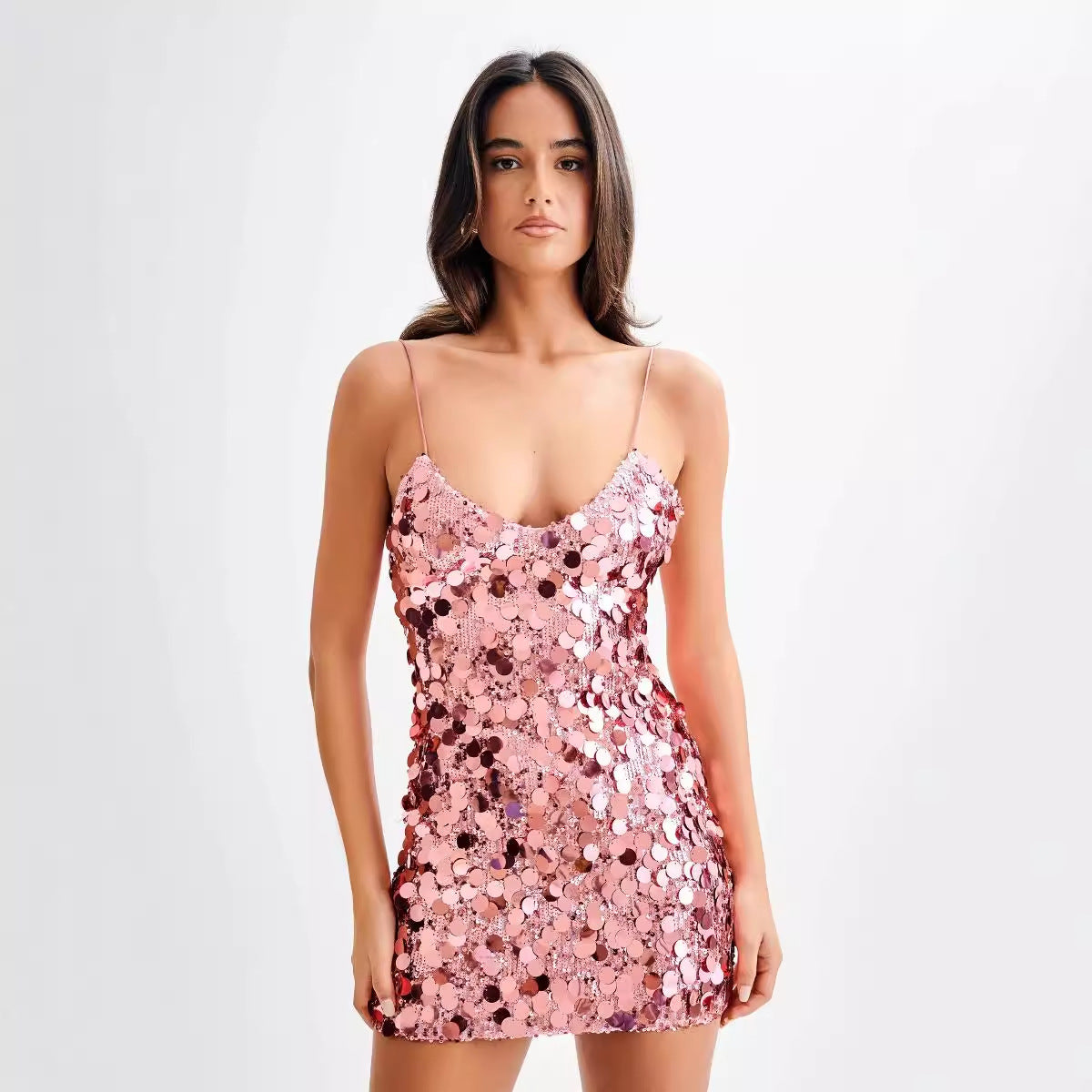 Sparkly Sequin Backless Mini Prom Dress - Fashionpara