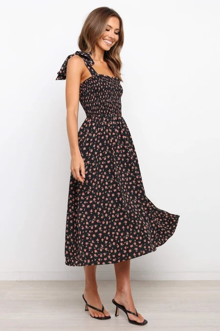 Alanis Floral Smocked Mini Dress Navy