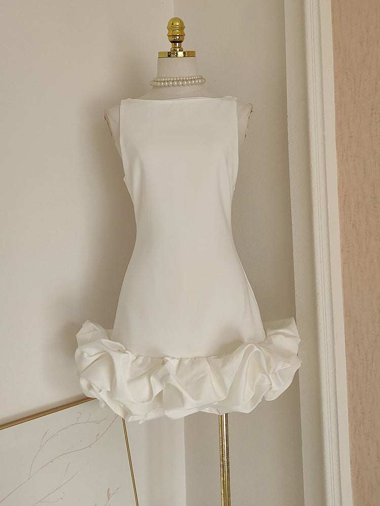 Sexy Sheath White Satin Holiday Dress Travel Vacation Dresses Short Birthday Dress - FashionDia