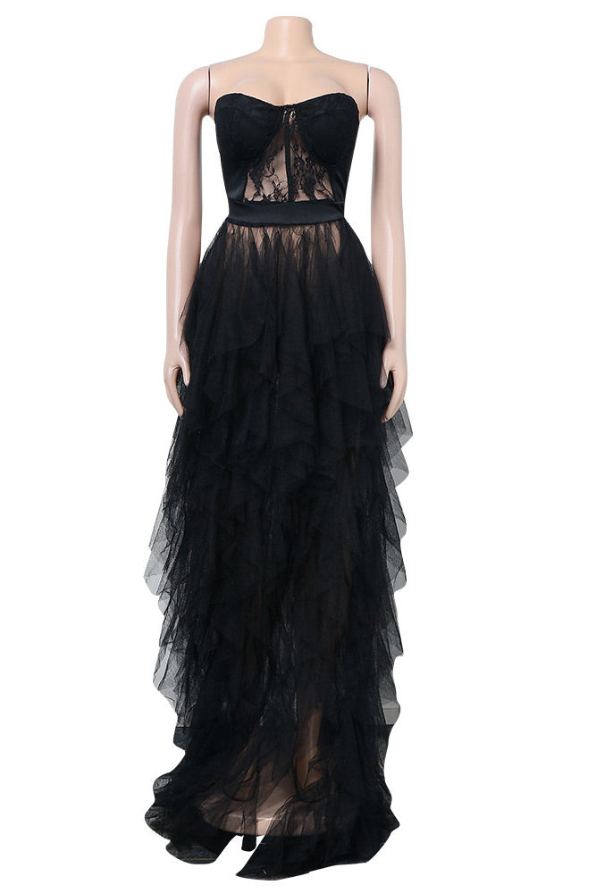 Black A-Line Strapless Sweetheart Prom Gown Evening Dress - Fashionpara