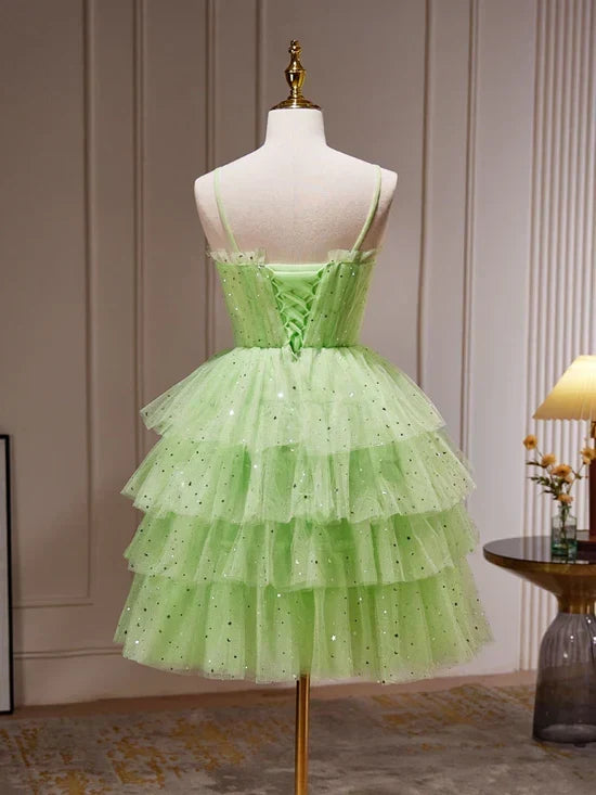 Green Tulle Short Prom Dress, Cute Green Homecoming Dresses - View 3 | FashionDia