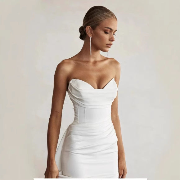 Strapless Two-Way Slit Mermaid Wedding Dress - Fashionpara