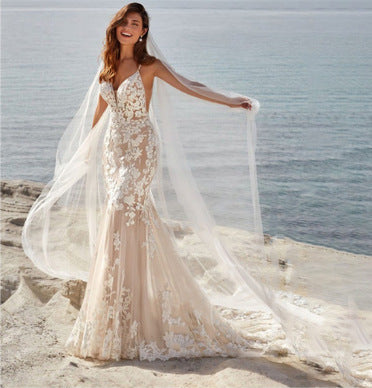 Spaghetti Strap Elegant Wedding Dress - Fashionpara
