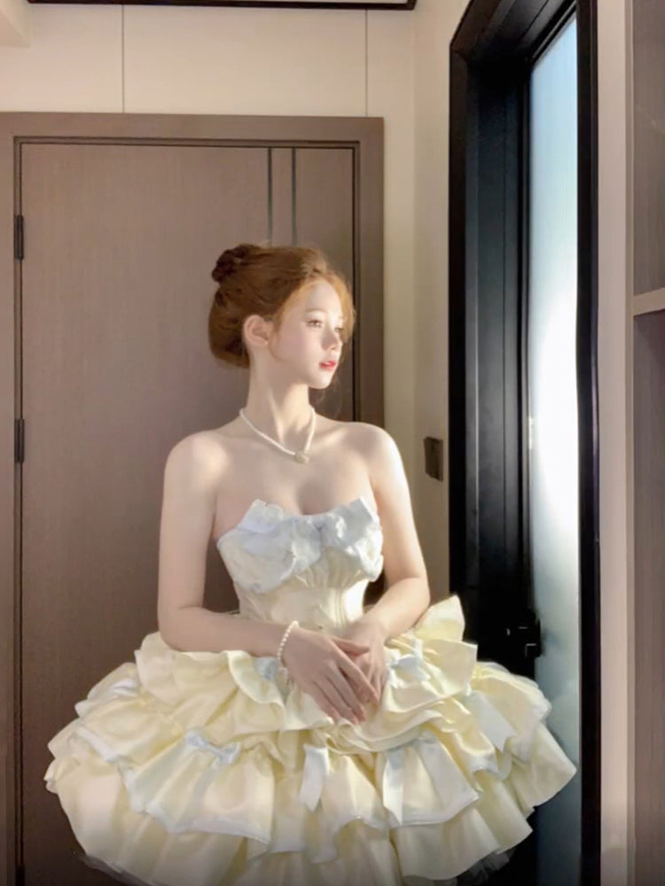 French Ball Gown Strapless Short Champagne Lolita Dresses Party Dress Birthday Outfits - View 2 | FashionDia