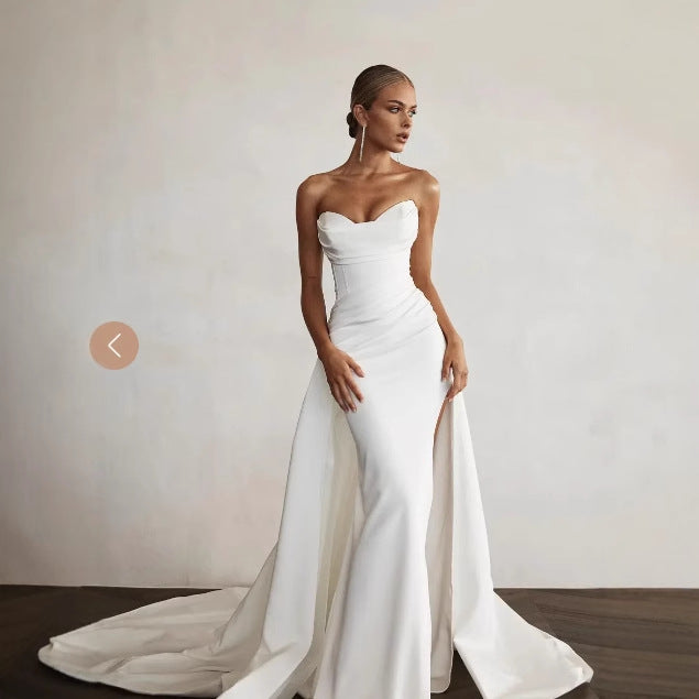 Strapless Two-Way Slit Mermaid Wedding Dress - Fashionpara