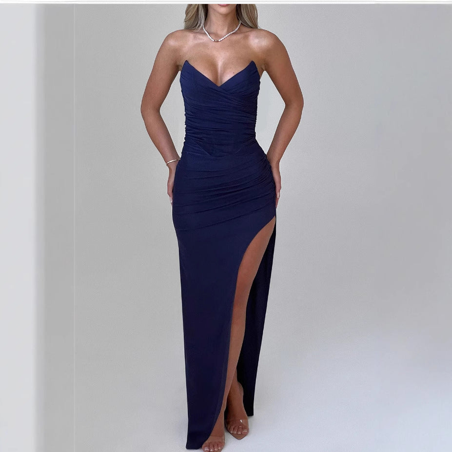 Marina Boutique Women's Evening Dress with Design and High Slit Wear Edit