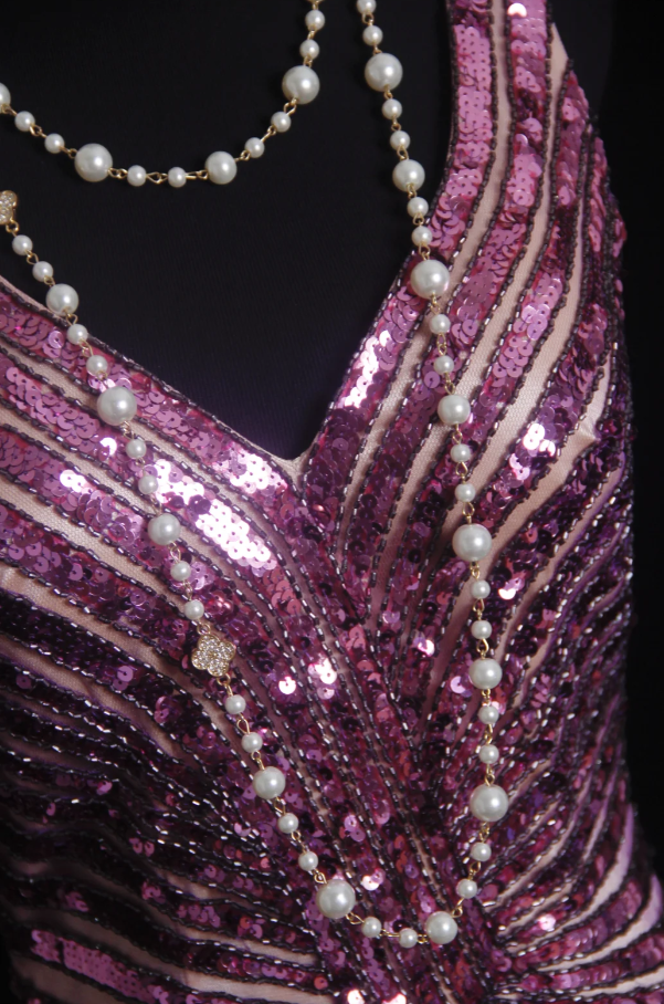 Sparkly V-Neck Purple Tulle Sequin Mermaid Evening Dress Long Party Gown - View 2 | FashionDia