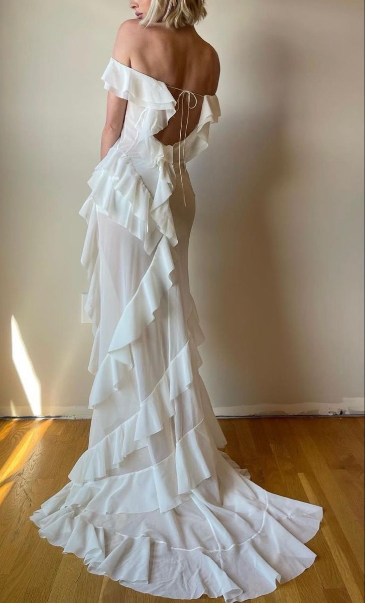Sexy Off The Shoulder Pink Chiffon Ruffle Slit Long Party Dress Evening Gown Add Lining