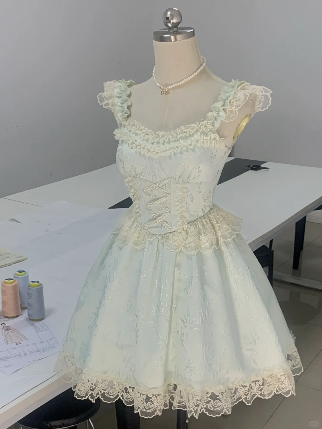 Sweet Light Mint Green Satin Lace A-Line Short Birthday Outfits Homecoming Dress - FashionDia