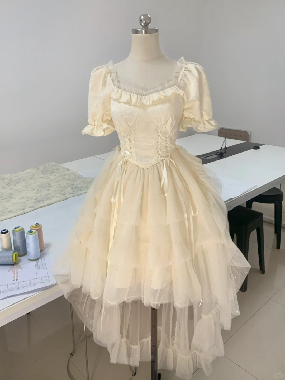 Elegant Beige Tulle Sequin A Line Birthday Outfits Formal Homecoming Dress