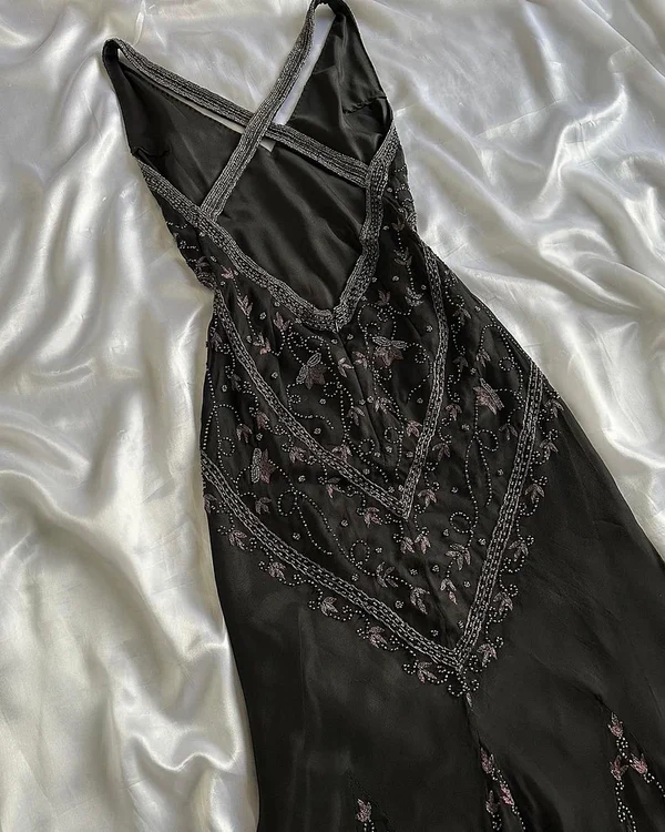 Luxury Champagne Mermaid Beaded Long Prom & Evening Dress - View 8 | FashionDia