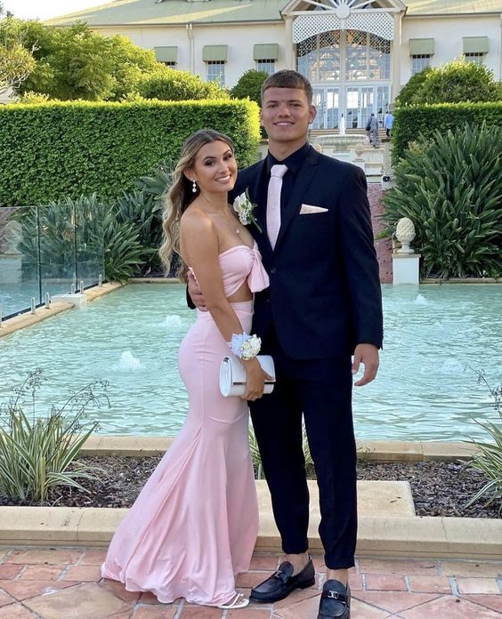 Sexy Pink Two Piece Prom Dress,Pink Bridesmaid Dress