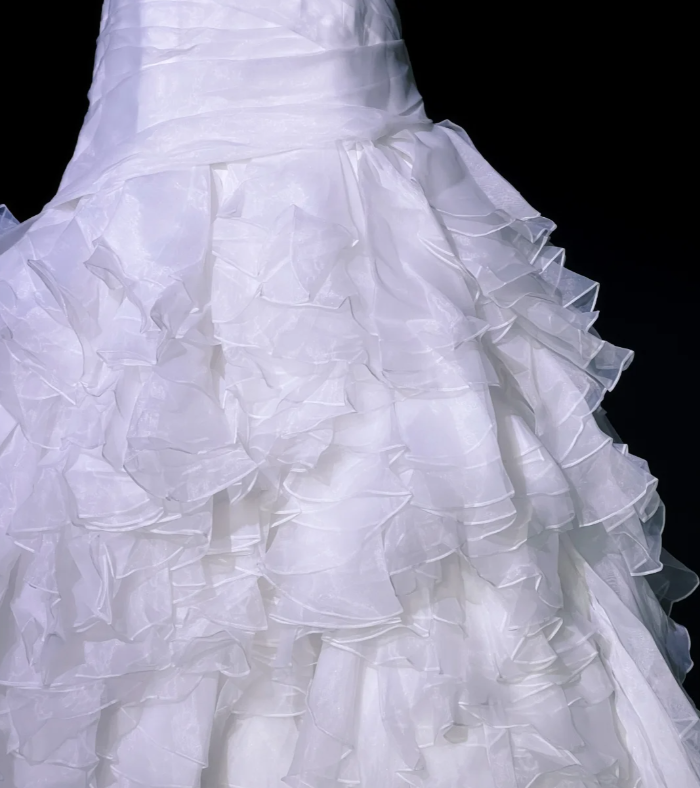 Charming White Strapless Tulle Pleated Mermaid Wedding Dress Long Bridal Dress - View 5 | FashionDia