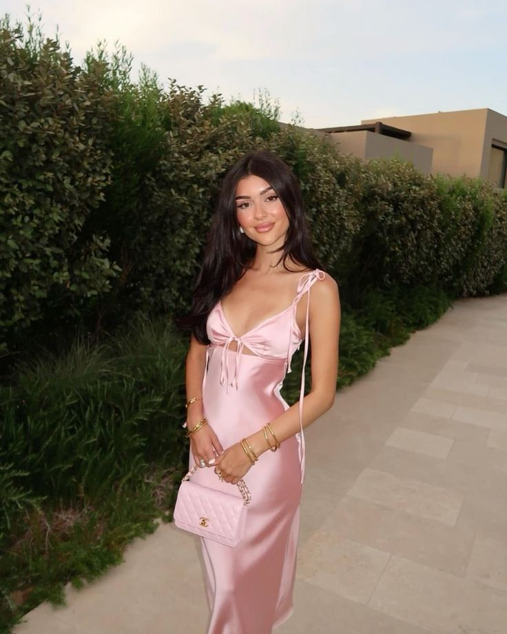 Sexy Sheath Spaghetti Straps Pink Satin Evening Dress Prom Dress