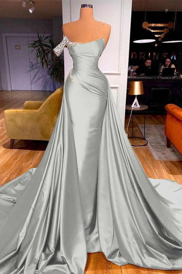 Off-the-Shoulder Mermaid Prom Dress With Overskirt Beads