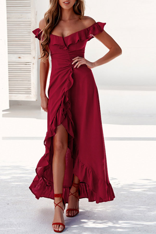 Sexy Off Shoulder Ruched Prom Dress - Fashionpara