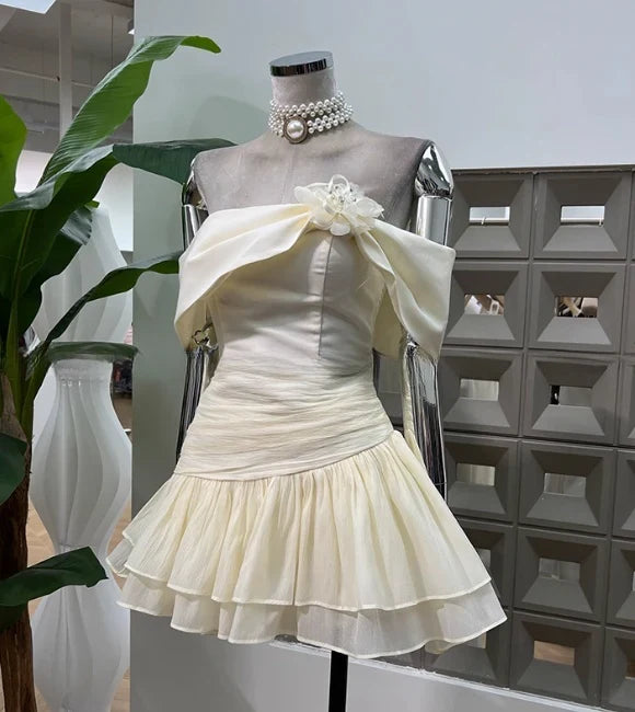 Off-the-Shoulder A-Line Organza Homecoming Dress Birthday Dress